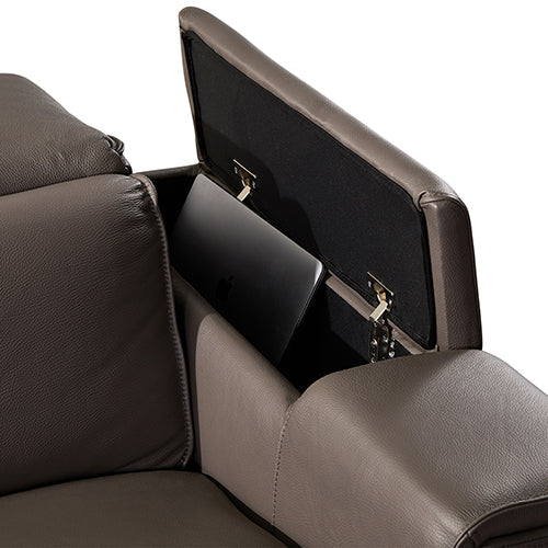 Atlanta 6-Seater Grey Leather Electric Recliner Corner Sofa