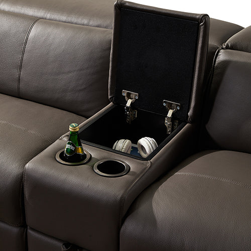 Atlanta 6-Seater Grey Leather Electric Recliner Corner Sofa