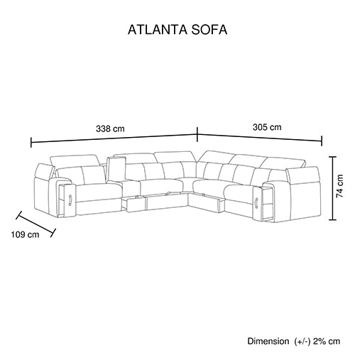 Atlanta 6-Seater Grey Leather Electric Recliner Corner Sofa