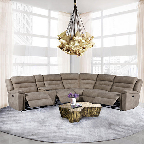 Barcelona 6-Seater Power Recliner Sectional – Taupe