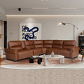 Havana 6-Seater Leather Recliner Sectional – Dark Brown