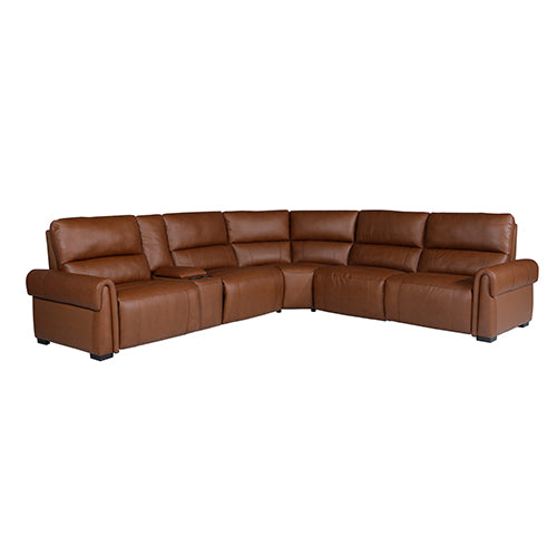 Havana 6-Seater Leather Recliner Sectional – Dark Brown
