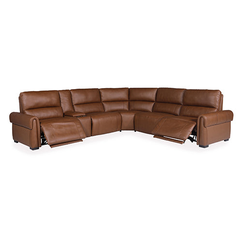 Havana 6-Seater Leather Recliner Sectional – Dark Brown
