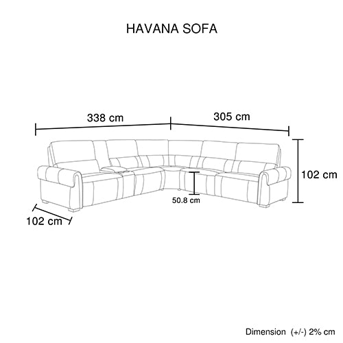 Havana 6-Seater Leather Recliner Sectional – Dark Brown