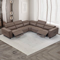 5-Seater Cow Leather Power Recliner Corner Sofa