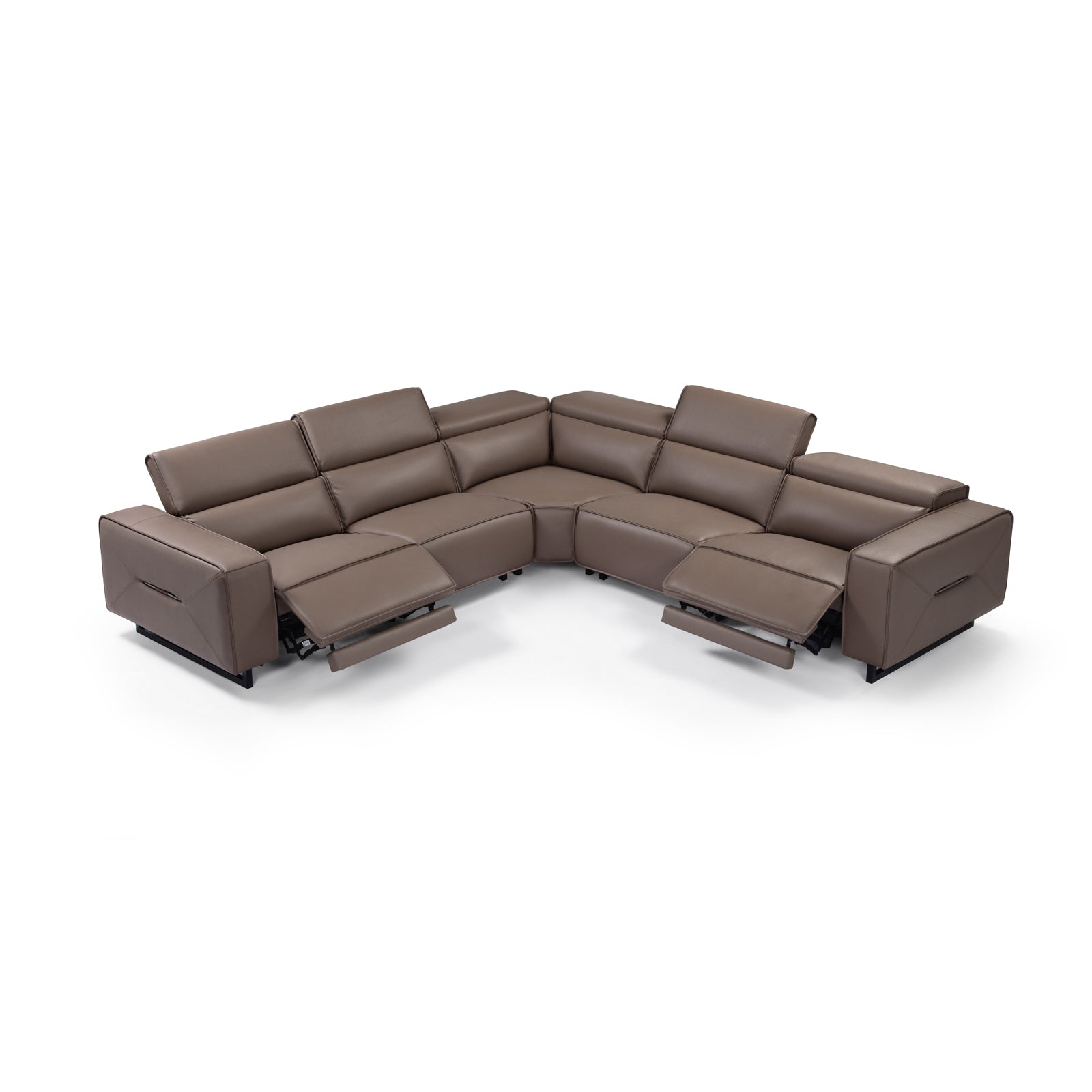 5-Seater Cow Leather Power Recliner Corner Sofa
