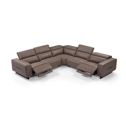 5-Seater Cow Leather Power Recliner Corner Sofa