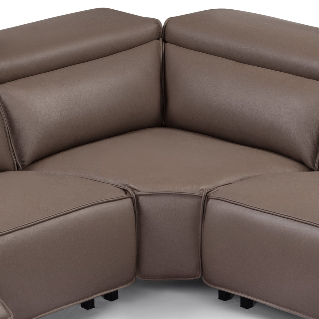 5-Seater Cow Leather Power Recliner Corner Sofa
