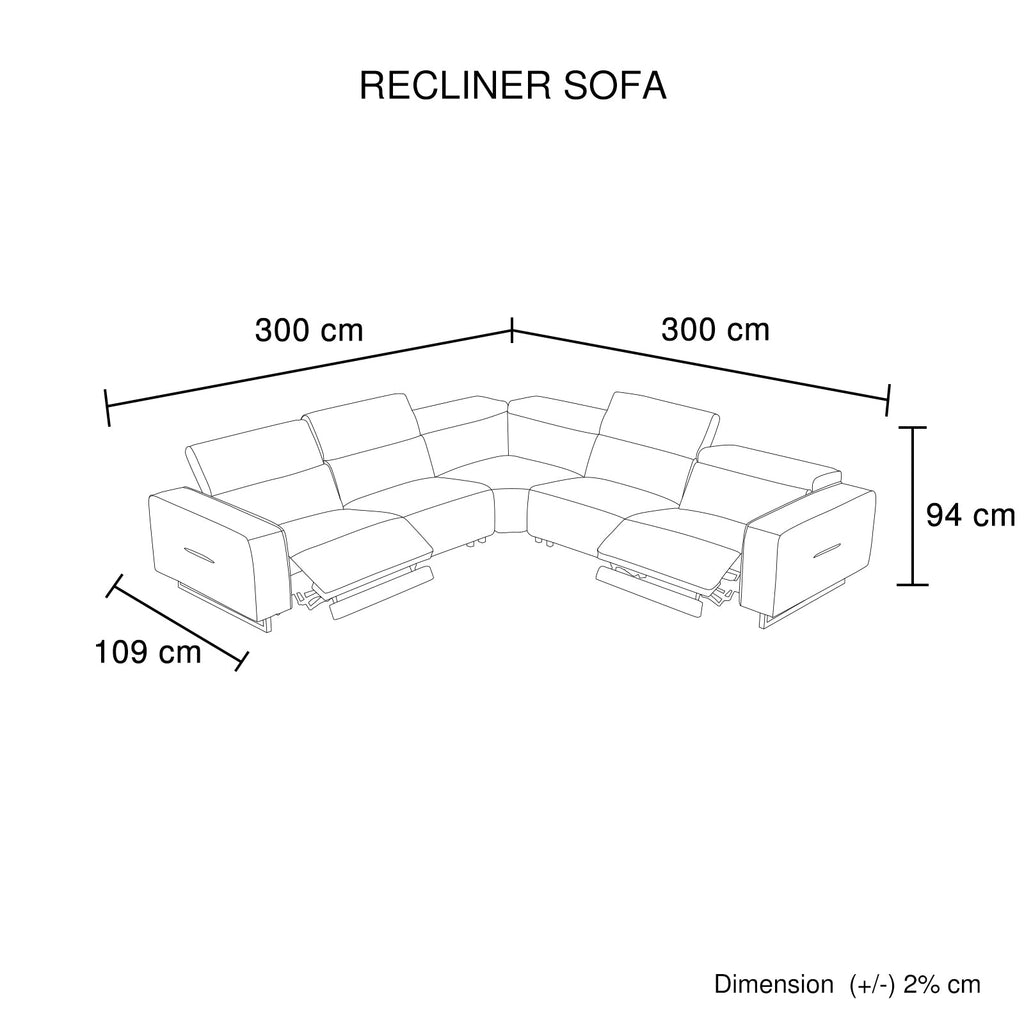 5-Seater Cow Leather Power Recliner Corner Sofa
