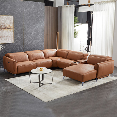 London 5-Seater Leather Power Recliner – Right Chaise