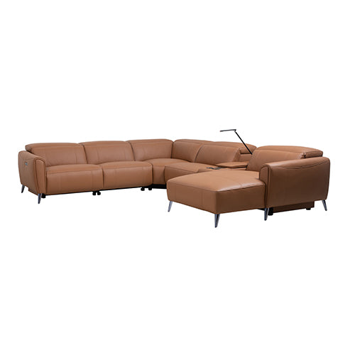London 5-Seater Leather Power Recliner – Right Chaise