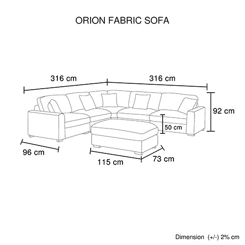 Orion Modular Corner Sofa with Ottoman – Sea Blue