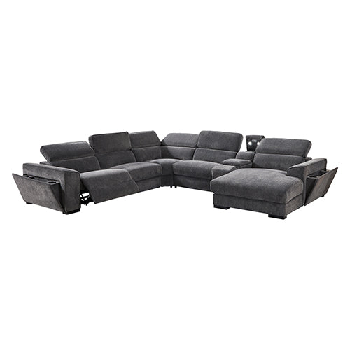 Sorrento Grey Fabric Electric Recliner Corner Sofa with Chaise