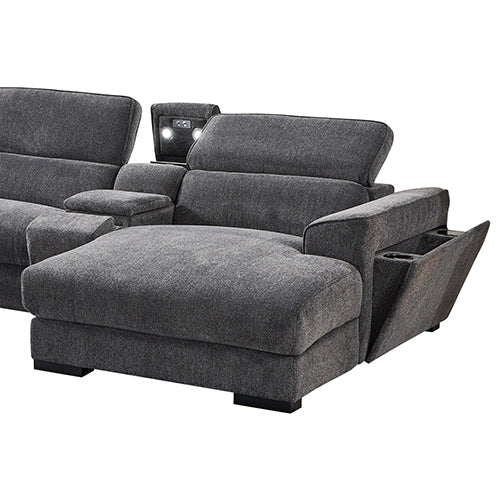 Sorrento Grey Fabric Electric Recliner Corner Sofa with Chaise