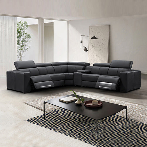 Washington 6-Seater Leather Recliner Sectional with Console