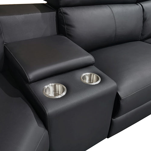 Washington 6-Seater Leather Recliner Sectional with Console