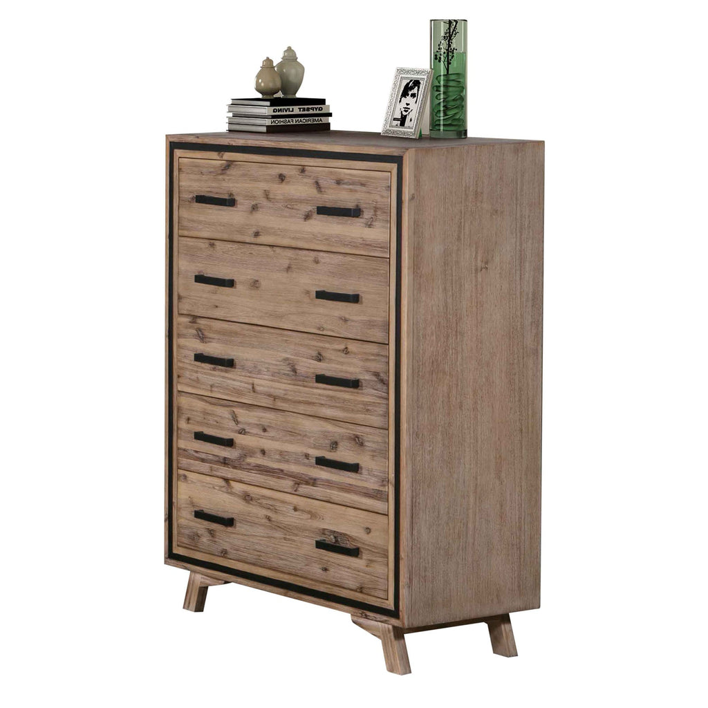 Seashore Solid Acacia 5-Drawer Tallboy