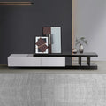 TV Cabinet with 2 Storage Drawers With High Glossy Assembled Entertainment Unit in Black & White colour