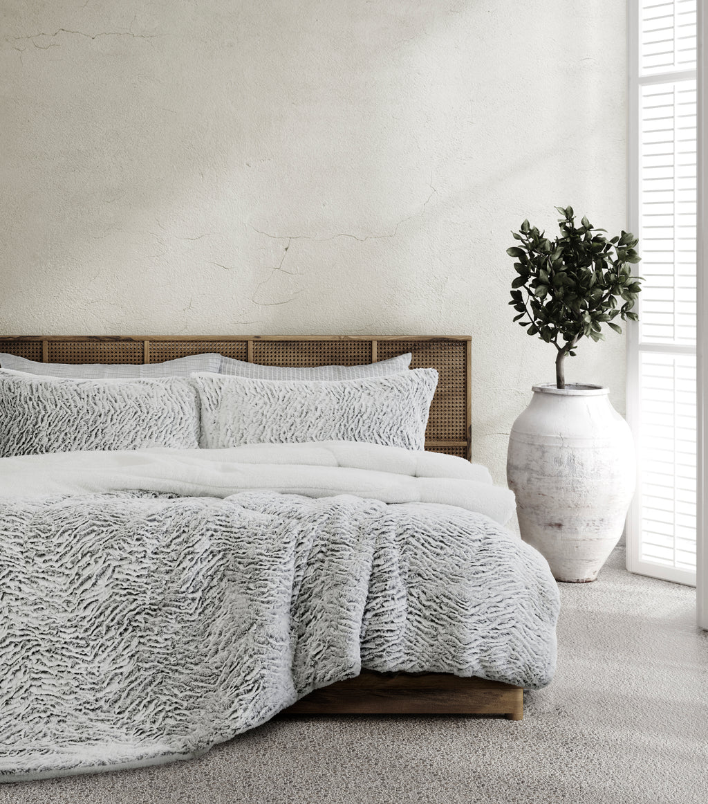 Ardor Boudoir Faux Fur Sherpa Comforter Set – Queen/King, 3-Piece