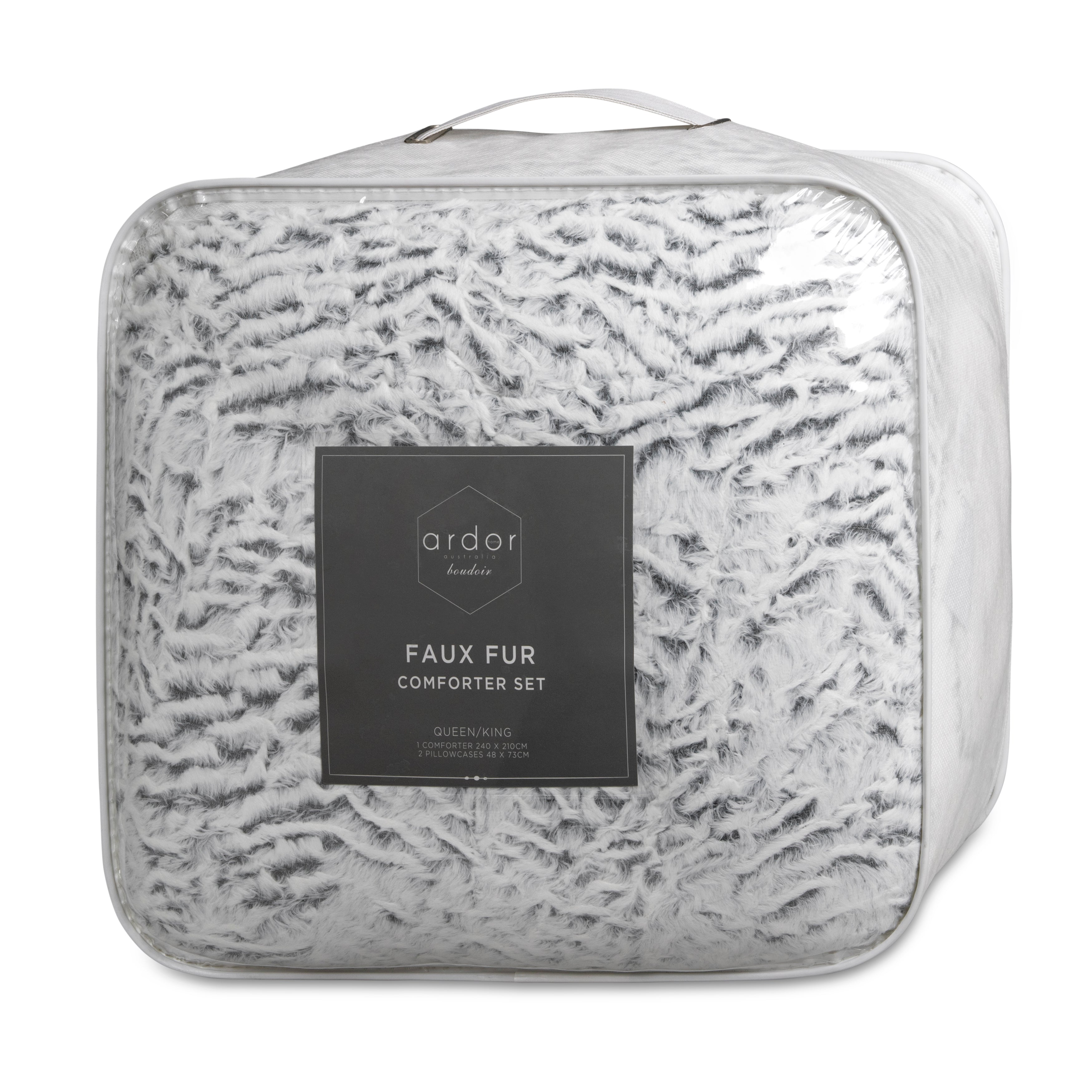 Ardor Boudoir Faux Fur Sherpa Comforter Set – Queen/King, 3-Piece