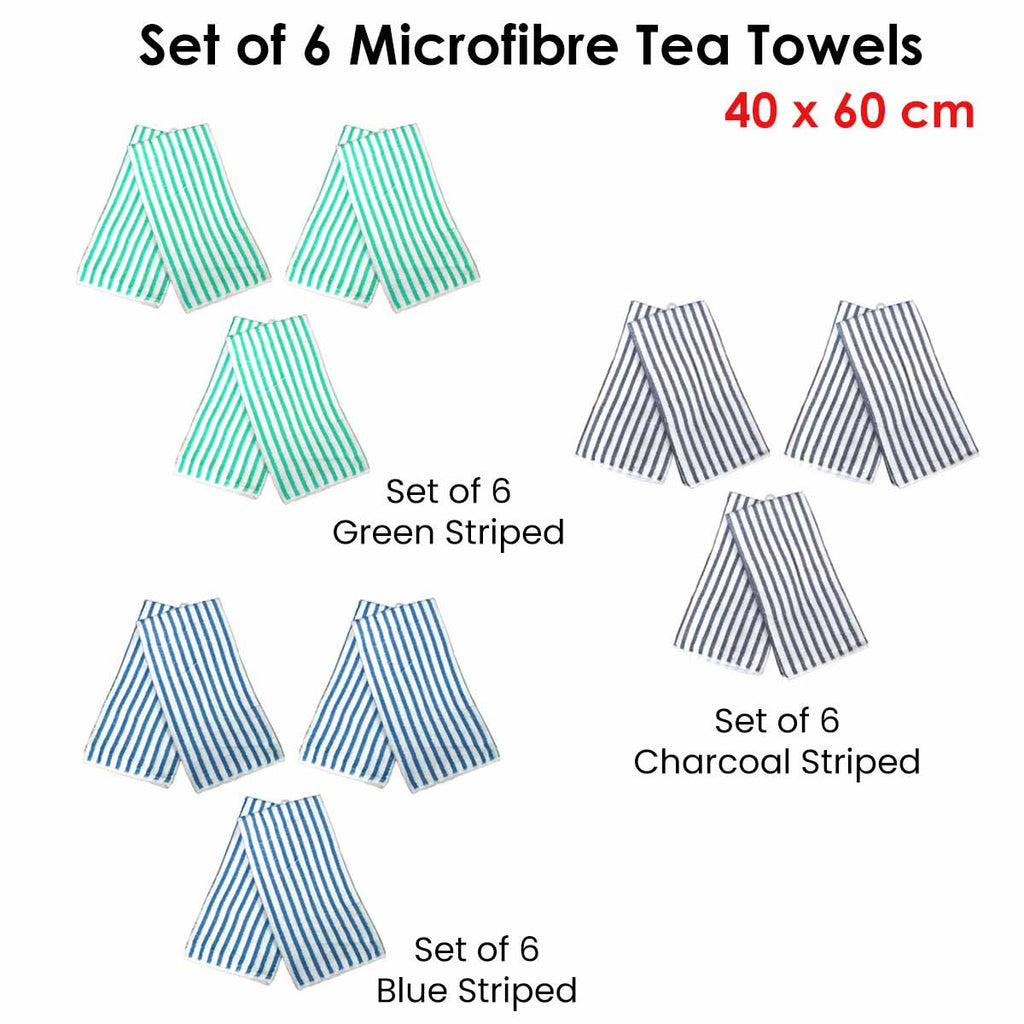6-Pack Microfibre Tea Towels – Blue