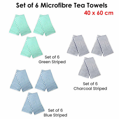 6-Pack Microfibre Tea Towels – Blue
