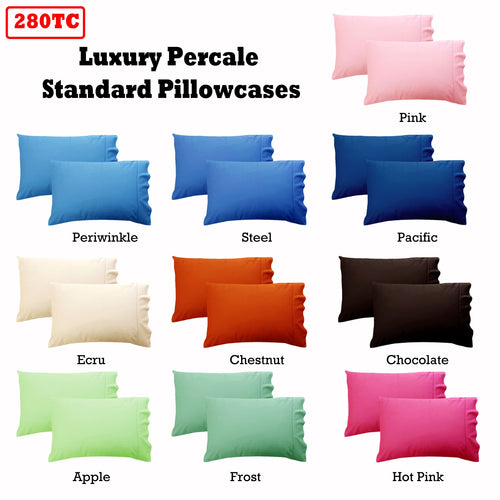 280TC Percale Standard Pillowcases, 2 Pack – Pacific Blue