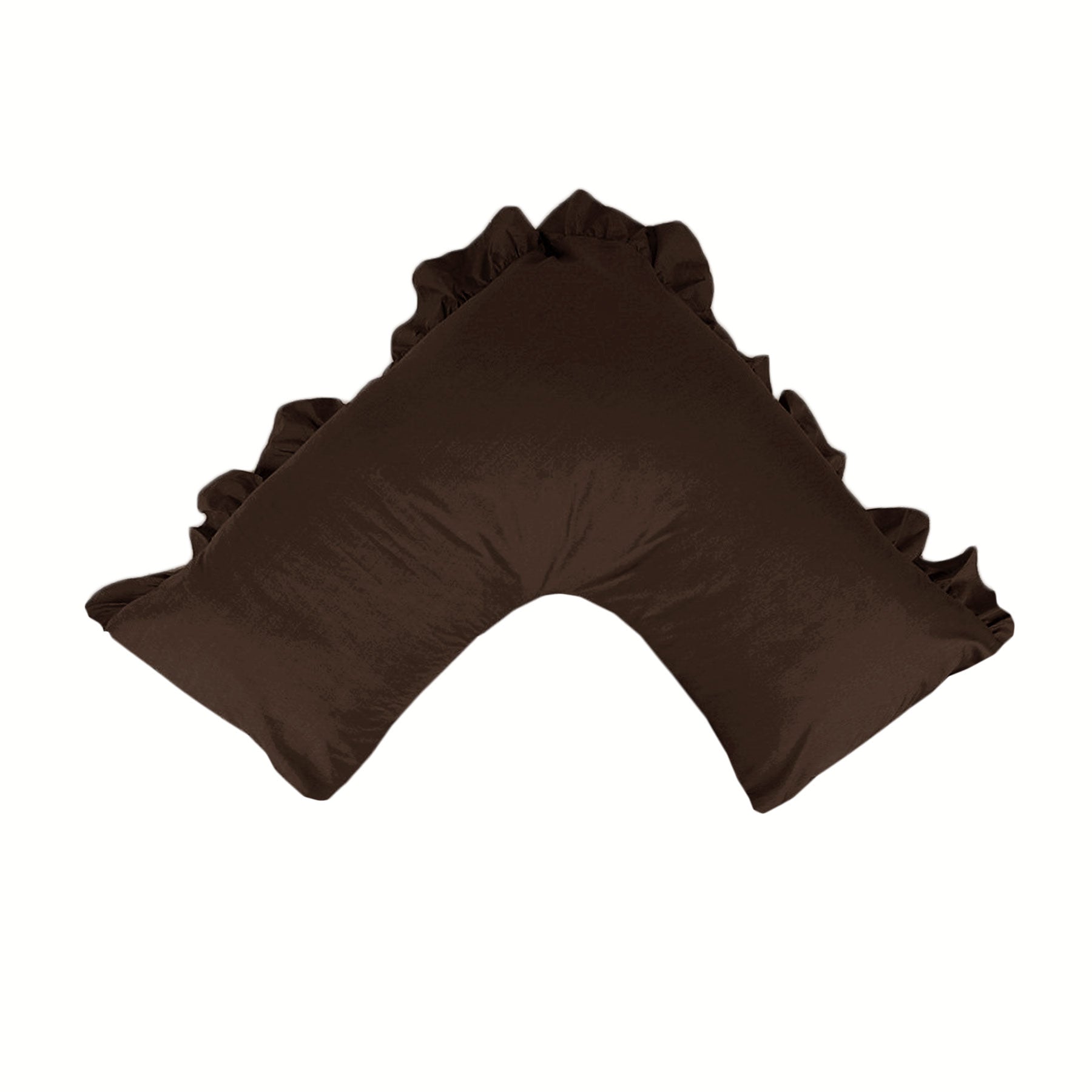 280TC Percale Ruffled V-Shaped Pillowcase – Chocolate