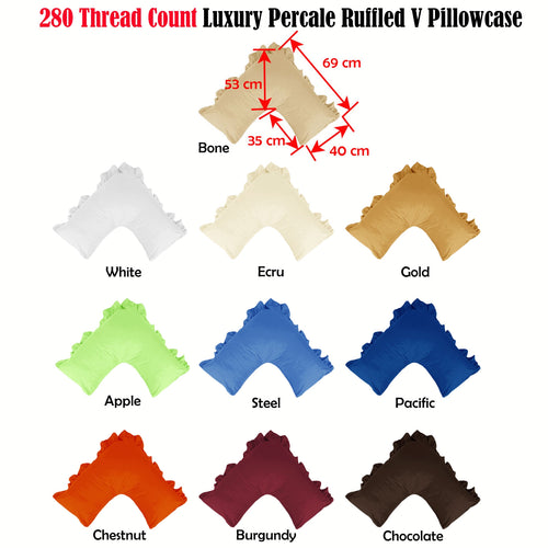 280TC Percale Ruffled V-Shaped Pillowcase – Chocolate