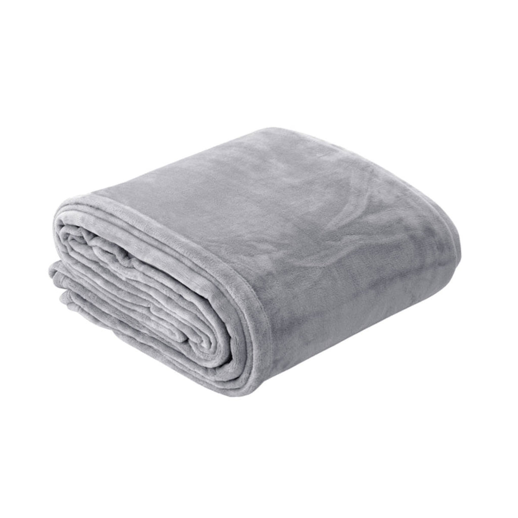 In 2 Linen 350GSM Plush Ultra Soft Velvet Touch Blanket Silver Double/Queen