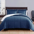Micro Mink & Sherpa Comforter Set – Navy Blue, Queen, 3 Piece
