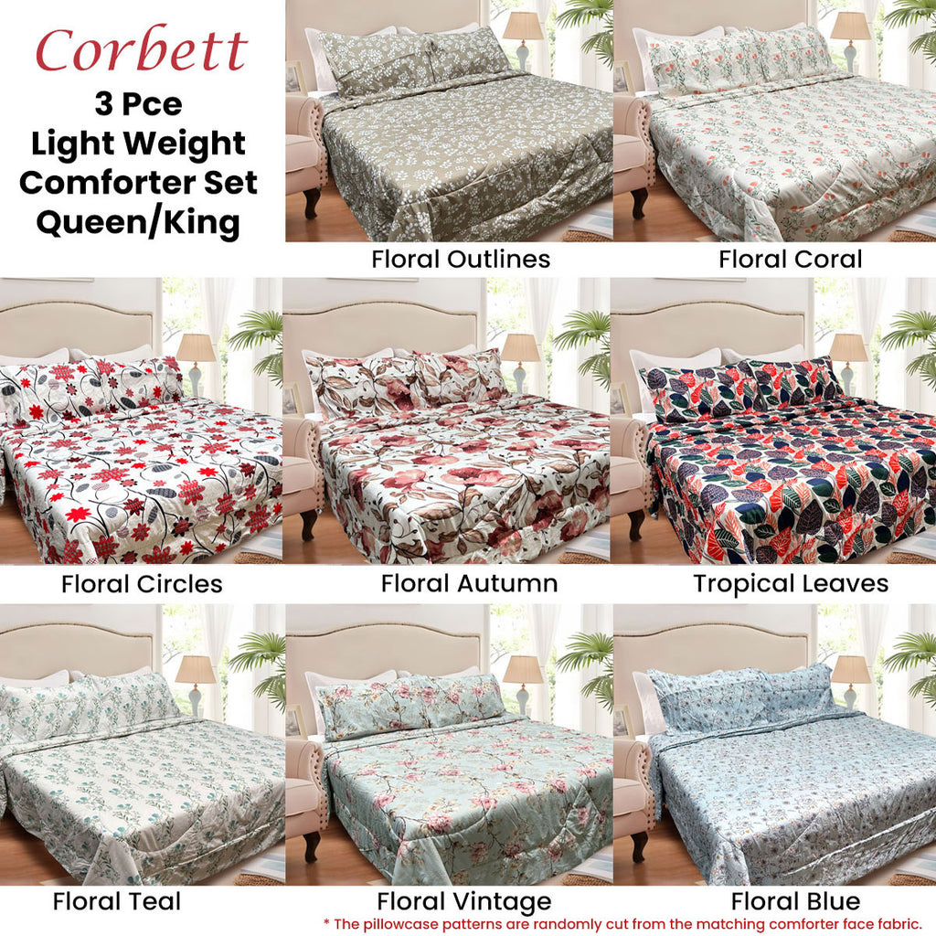 Hotel Living Corbett Lightweight Comforter Set – Floral Coral