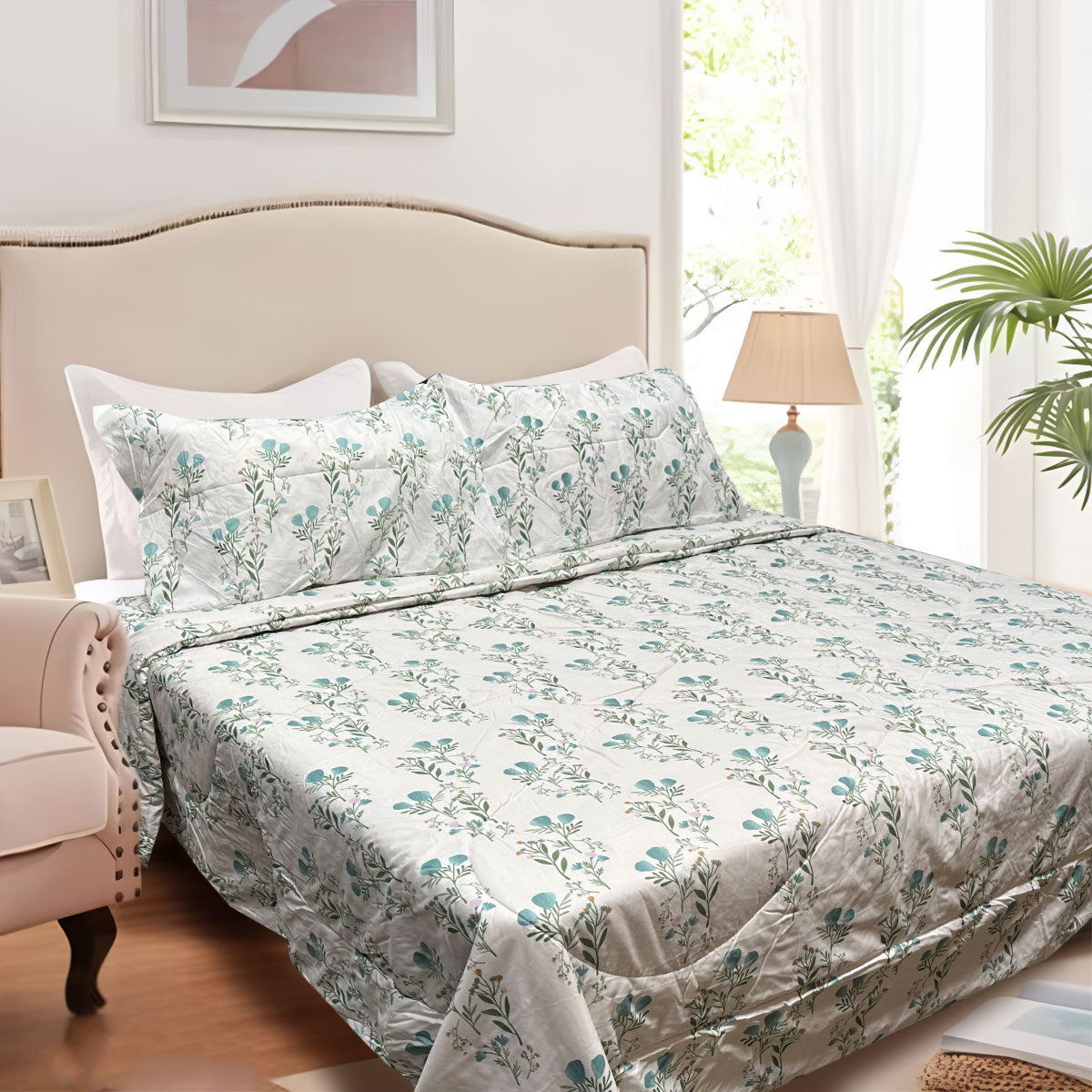 Hotel Living Corbett Lightweight Comforter Set – Floral Teal