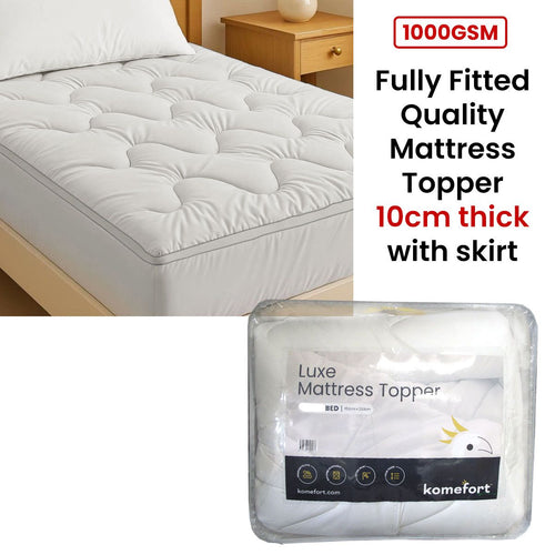 1000GSM Luxe 10cm Fully Fitted Mattress Topper – King