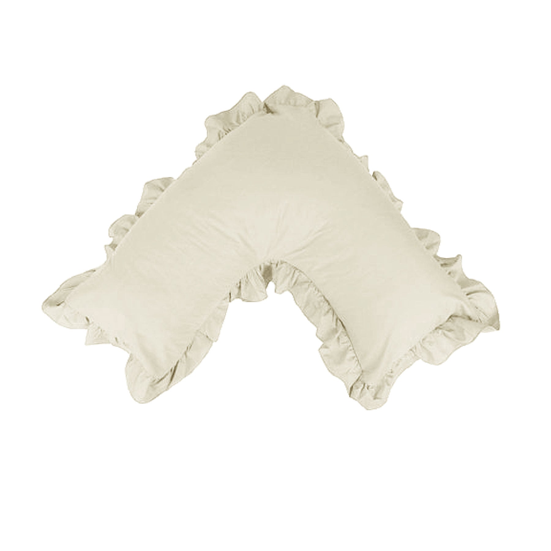 Artex Ruffled V-Shaped Poly-Cotton Pillowcase – Cream