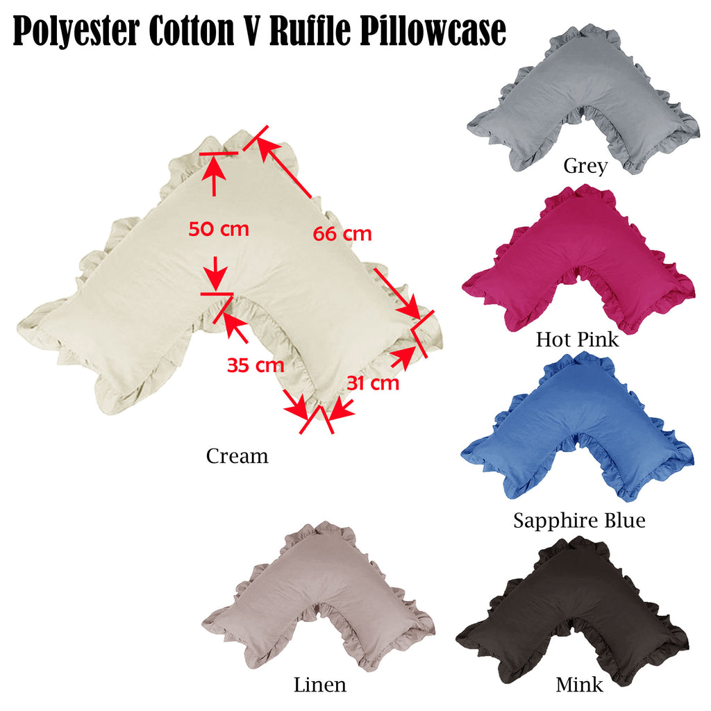 Artex Ruffled V-Shaped Poly-Cotton Pillowcase – Cream