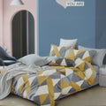 Geo Mustard Reversible Cotton Quilt Cover Set – Queen