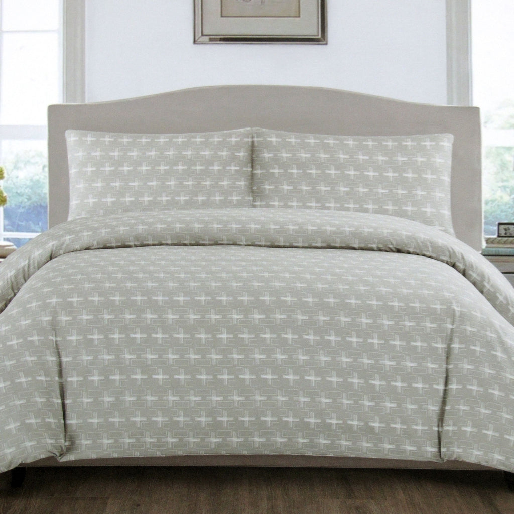Artex Silver Crosses Microfiber Quilt Cover Set – Queen