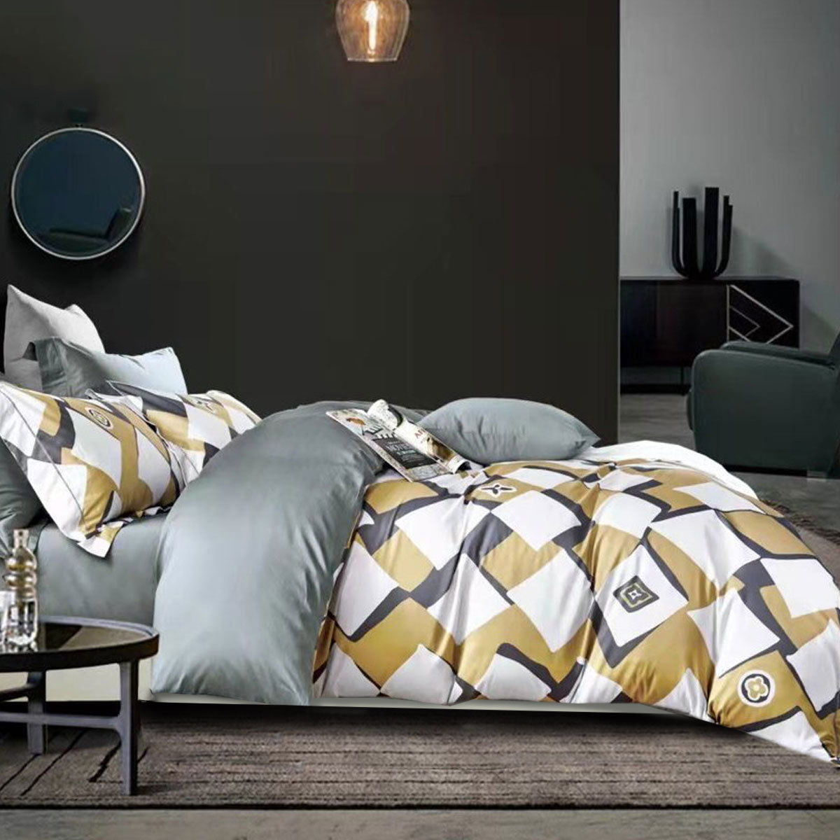 400TC Cotton Sateen Quilt Cover Set – Modern Art, King