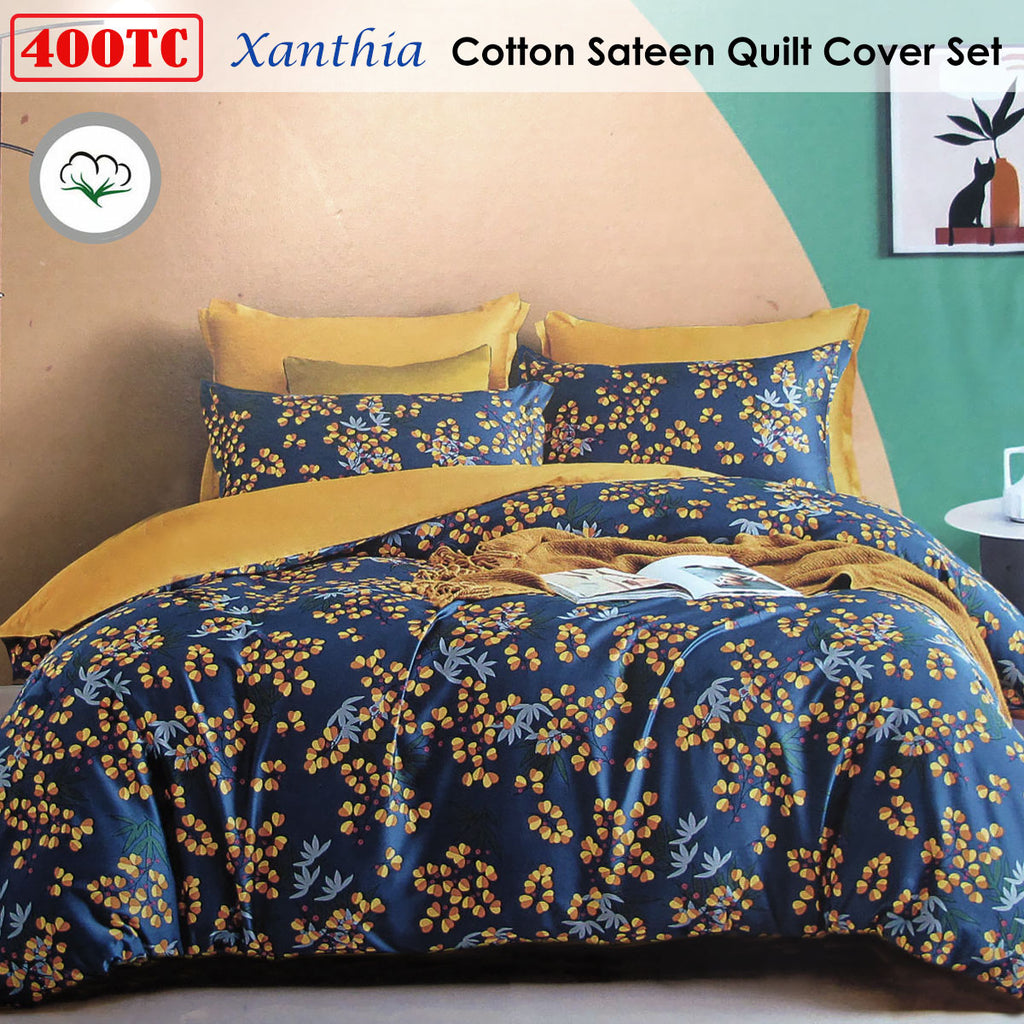 400TC Cotton Sateen Quilt Cover Set – Xanthia, Queen
