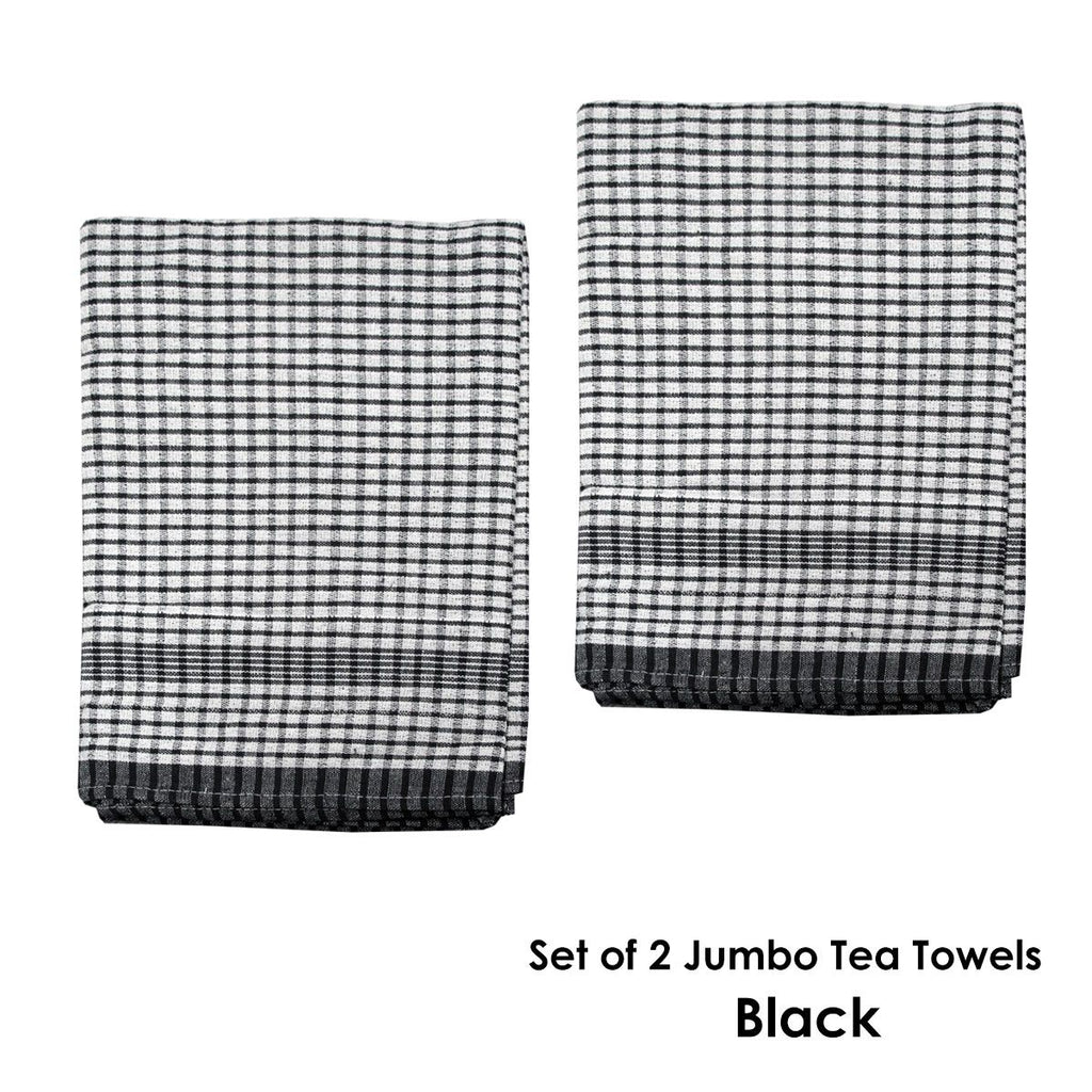 2-Pack Jumbo Cotton Tea Towels – Black