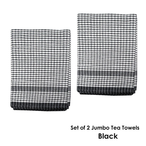 2-Pack Jumbo Cotton Tea Towels – Black