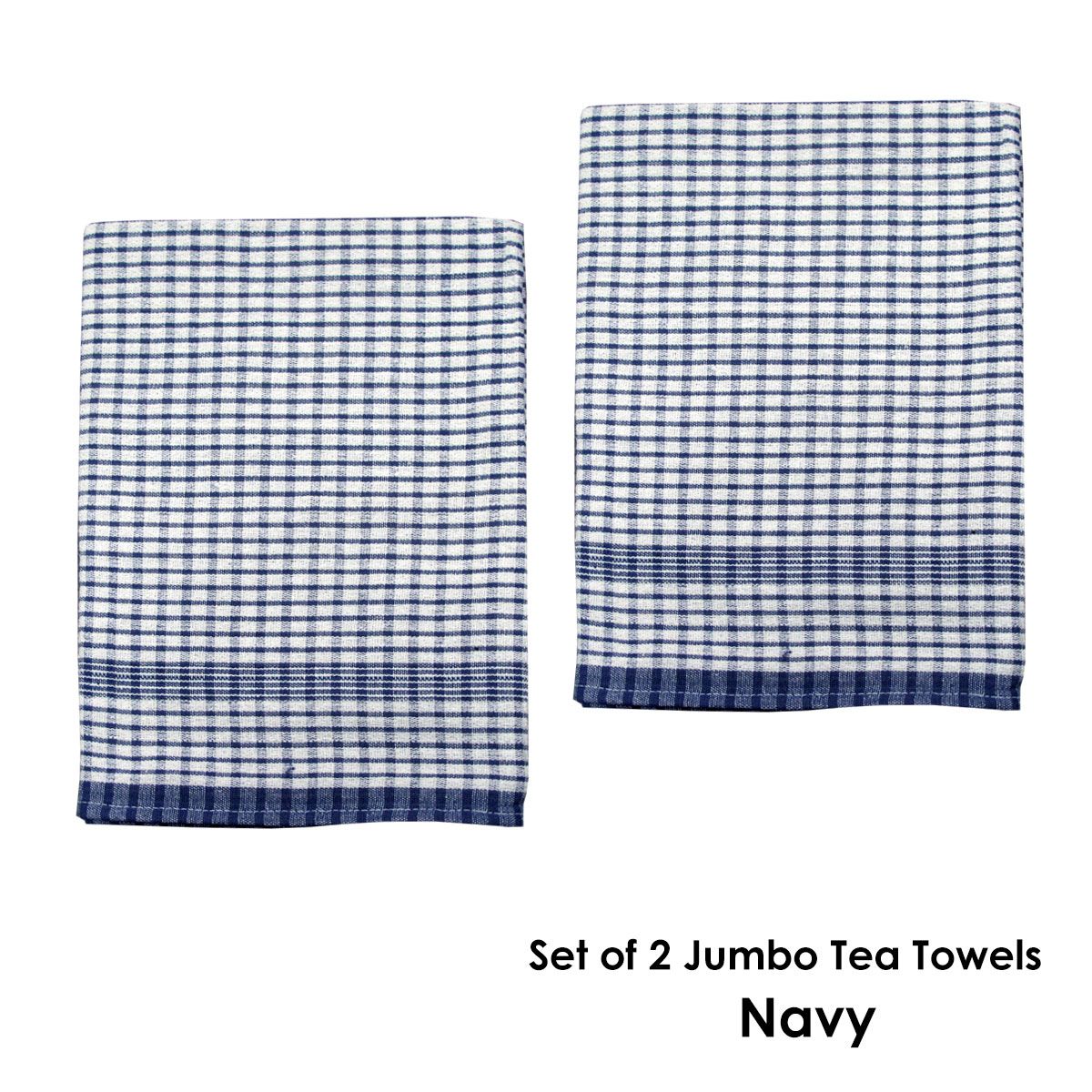 2-Pack Jumbo Cotton Tea Towels – Navy
