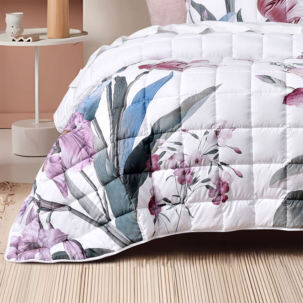 Bianca Carmela Floral Bedspread Set – White, Single