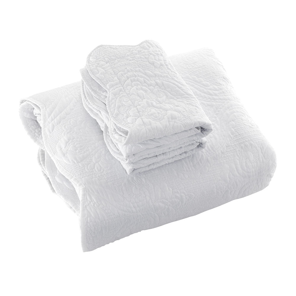 Bianca Elegance Cordelia Damask Bedspread Set – White, Queen