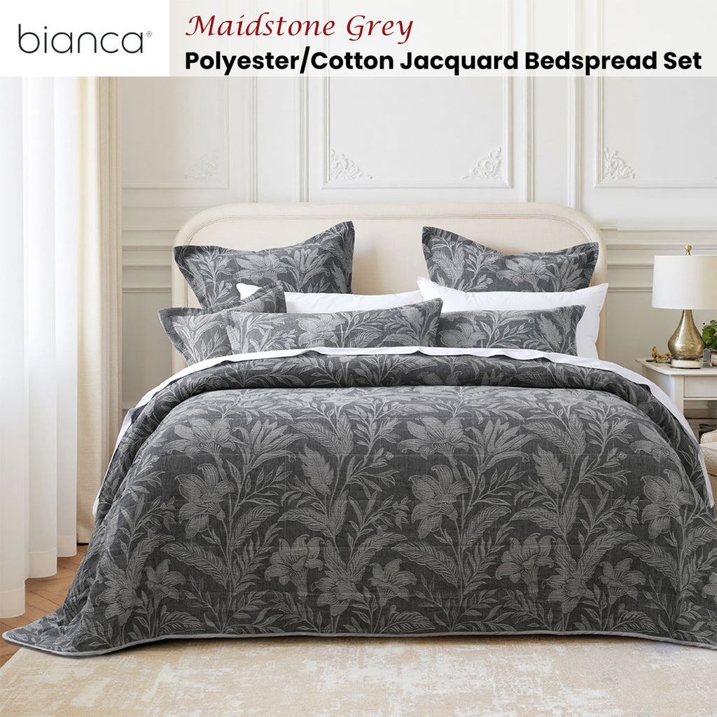 Bianca Maidstone Floral Bedspread Set – Grey, King
