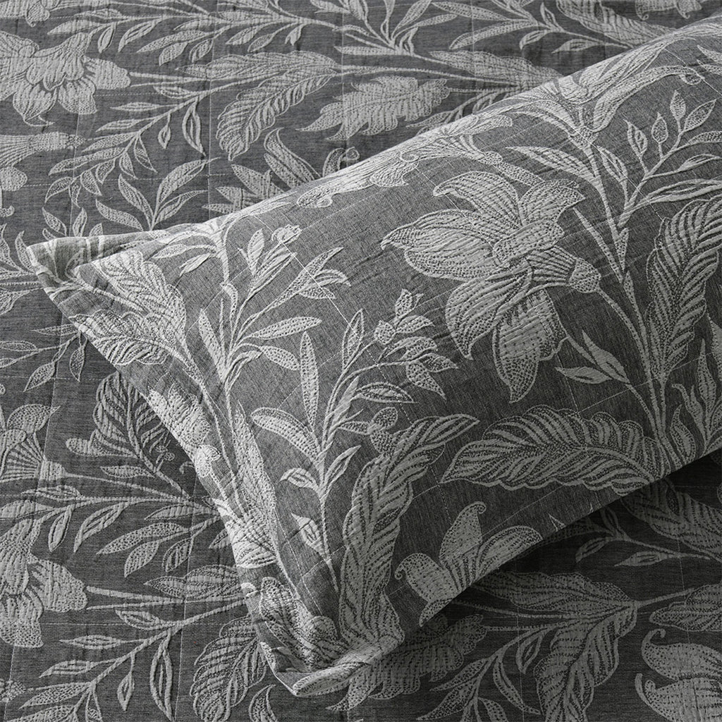 Bianca Maidstone Floral Bedspread Set – Grey, Queen