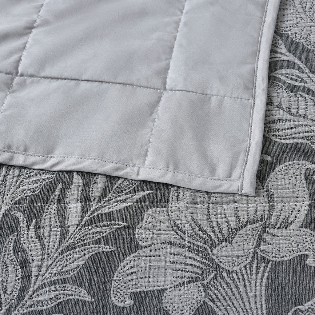 Bianca Maidstone Floral Bedspread Set – Grey, Super King