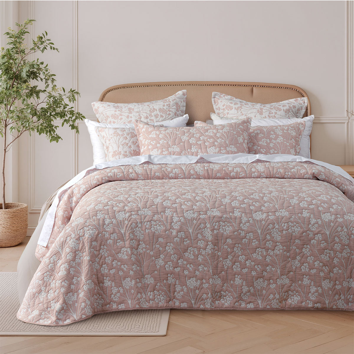 Bianca Myra Floral Bedspread Set – Blush, Queen