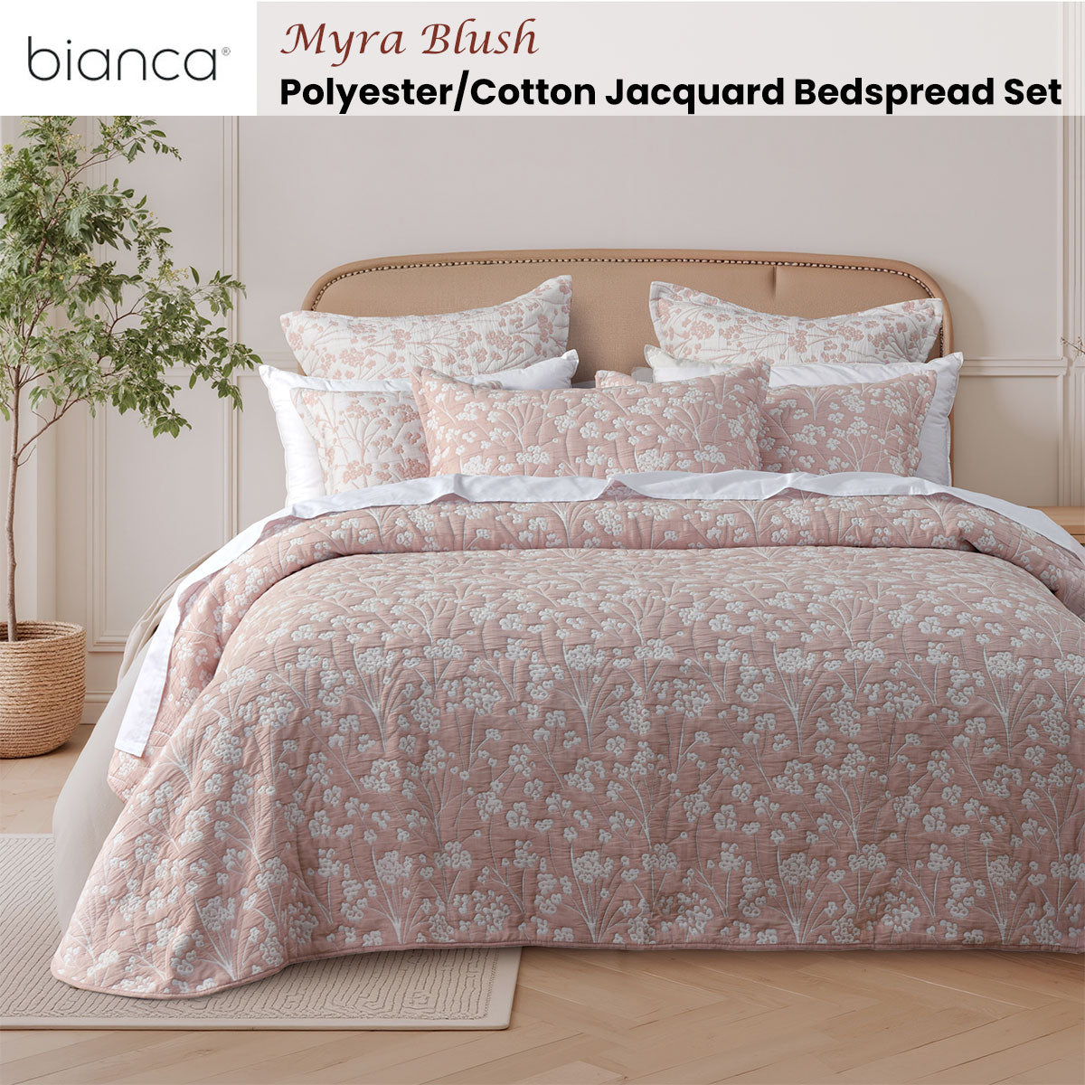 Bianca Myra Floral Bedspread Set – Blush, Single